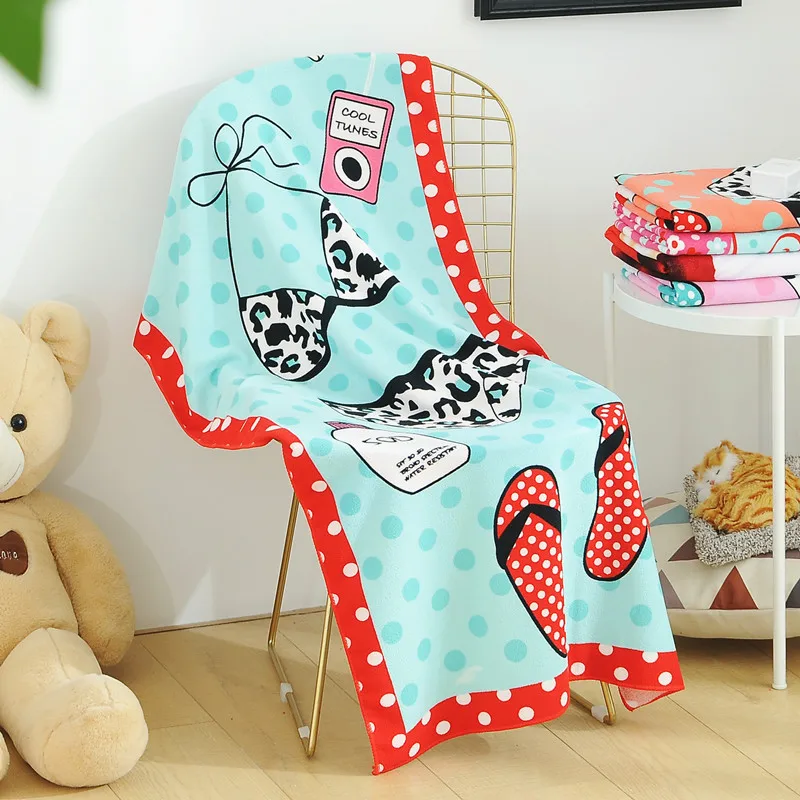 Пляжное полотенце из микрофибры абсорбирующее банное с милым рисунком пляжное