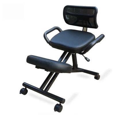 PU Cushion Black Эргономичное дизайнерское кожаное черное кресло на коленях со спинкой и ручкой офисное кресло на коленях эргономичная осанка - Цвет: PU Cushion Black