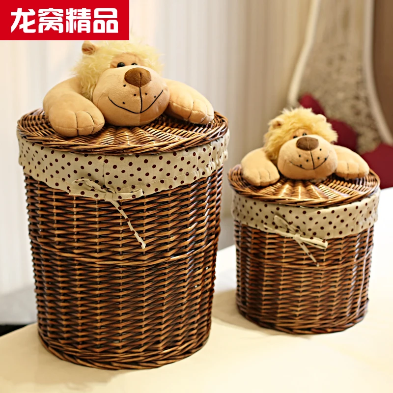 Креативная корзина для хранения из ротанга с крышкой ведро домашнего белья