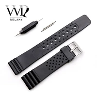 rolamy 20mm watch band strap wrist belt for rolex omega panerai tag watch replacement silicone rubber straight end watchband