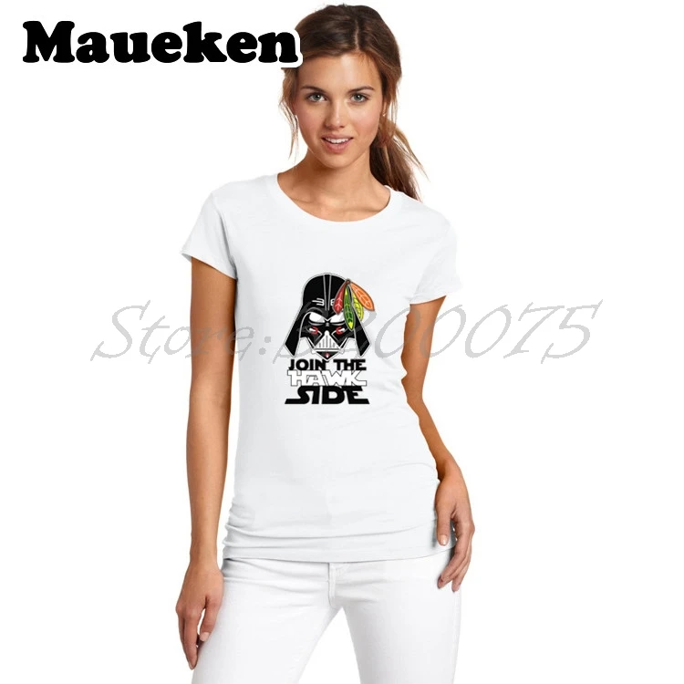 Женская модная футболка Chicago Blackhawks Star Wars Join The Hawk Side Darth Vader с короткими рукавами