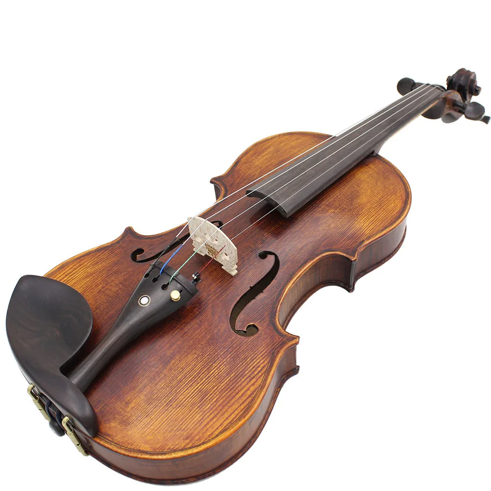 

4/4 Full Size Handcrafted Solid Wood Acoustic Violin Fiddle with Carrying Case Tuner Shoulder Rest String Cleaning Cloth Rosin