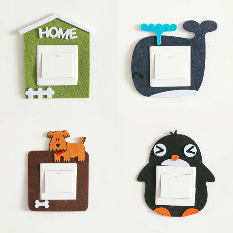 Новый милый мультфильм животных фетр полый переключение стикер украшения дома