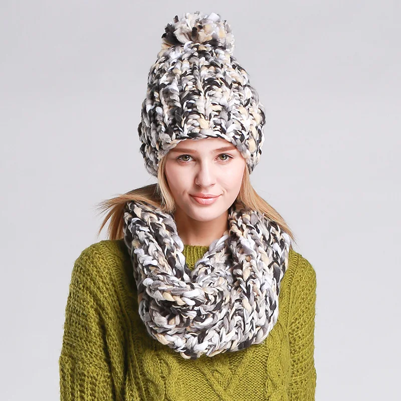 CIVICHIC Новое поступление ручной работы шапка и шарф комплект из двух предметов