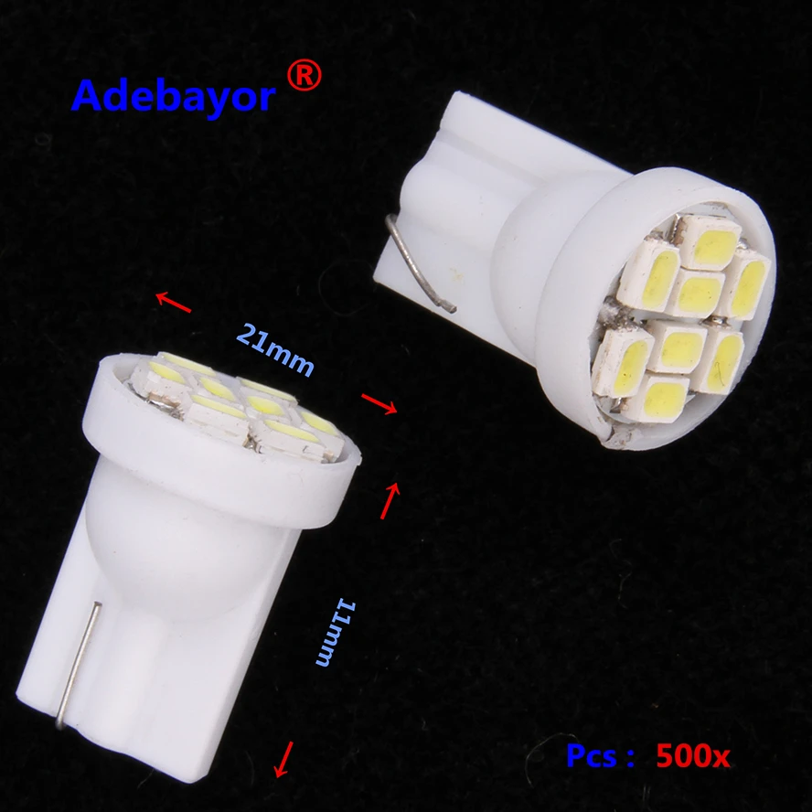 500 X Автомобильные светодиодные лампы T10 194 W5W светодиодный 1206 smd 3020 с клиновидным цоколем 8SMD белые красные