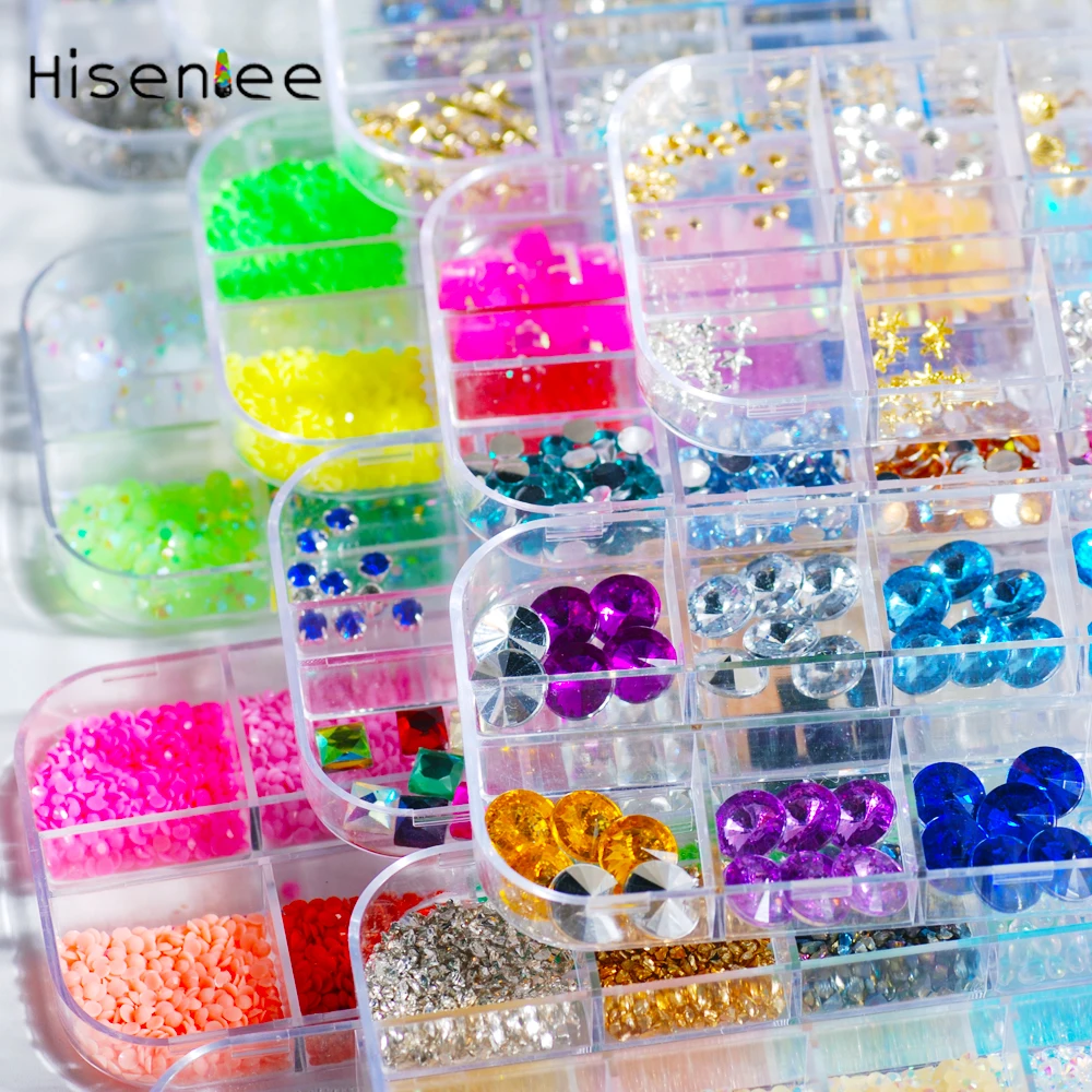 

Mix 1 Box New Hot Fashion AB Color Pearl Rivet Glass Rhinestone Japanese Style Design DIY Nail Clothing Accessories Decoration