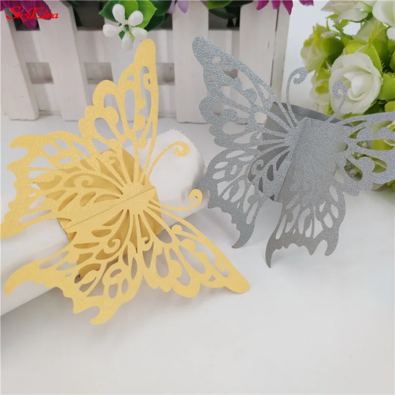 100 шт. бумажные кольца для салфеток с жемчугом|napkin rings|serviette holderbutterfly napkin rings |
