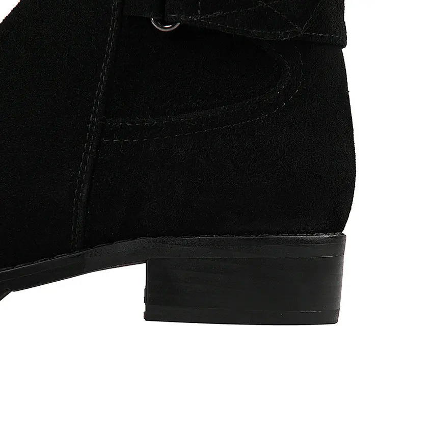 QUTAA/; сапоги до колена с вышитыми цветами и круглым носком; женские высокие сапоги из натуральной кожи на толстом низком каблуке с теплым мехом; размеры 34-43
