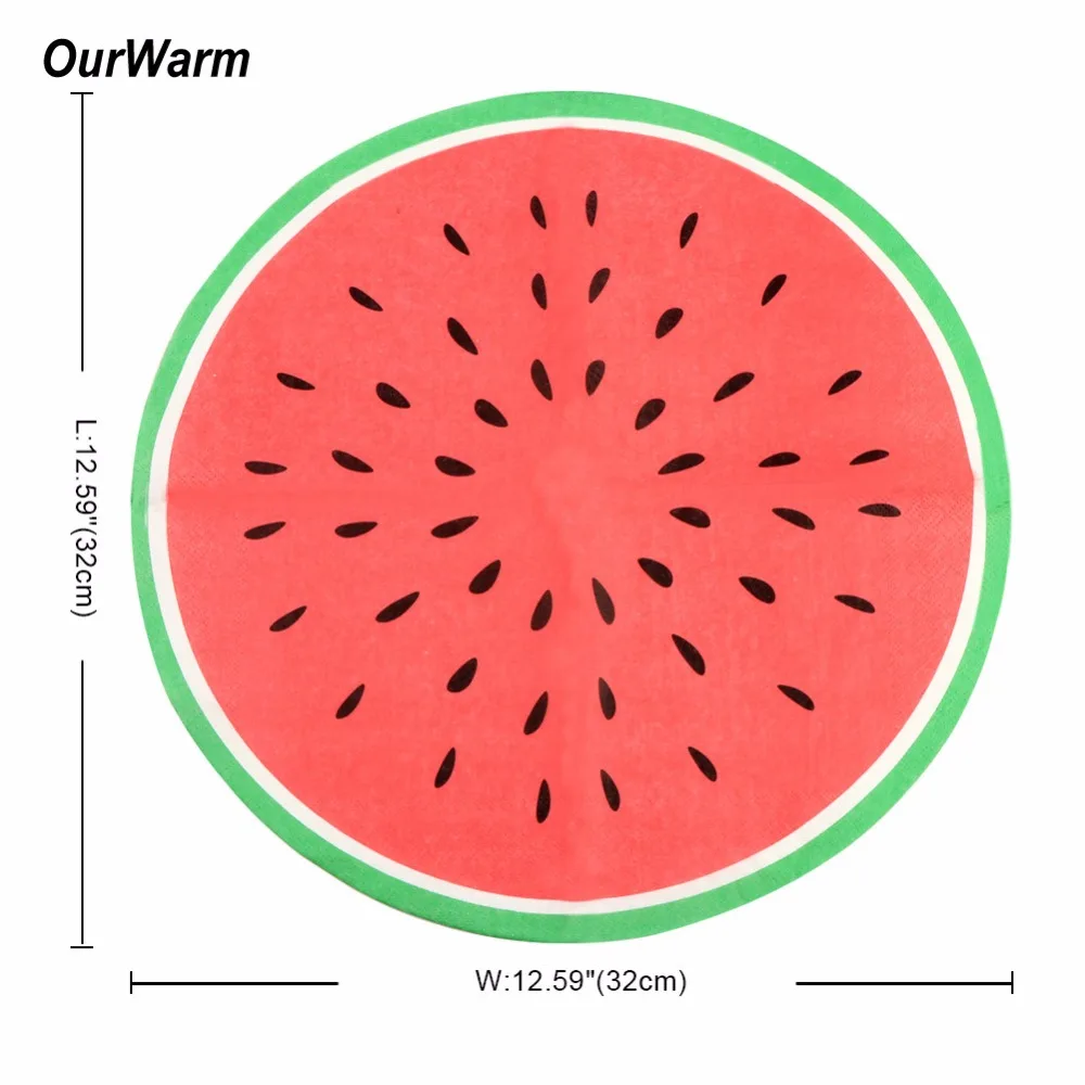OurWarm 20 шт детские бумажные салфетки для вечеринки одноразовые столовые приборы Арбузные салфетки декупаж для Гавайских дней рождения украшения
