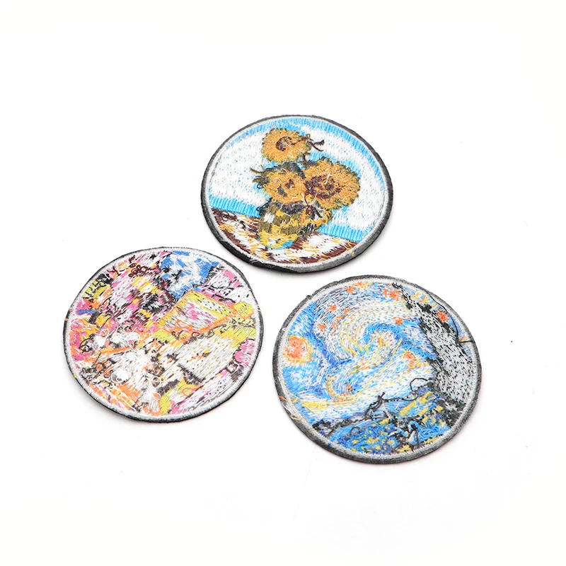 

1set Van Gogh Famous Paintings Embroidery Patches for Clothes The Starry Night Sunflowers Iron on Patches Diy Accessorie SC4084