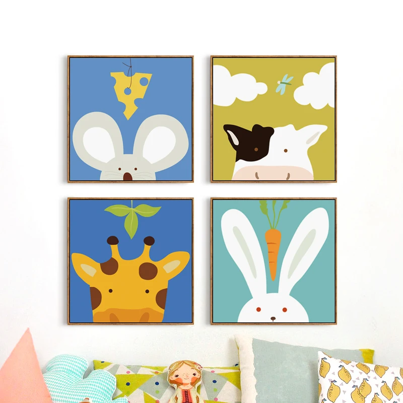 Каваи простой и идеальный мультфильм животных холст живопись принт постер