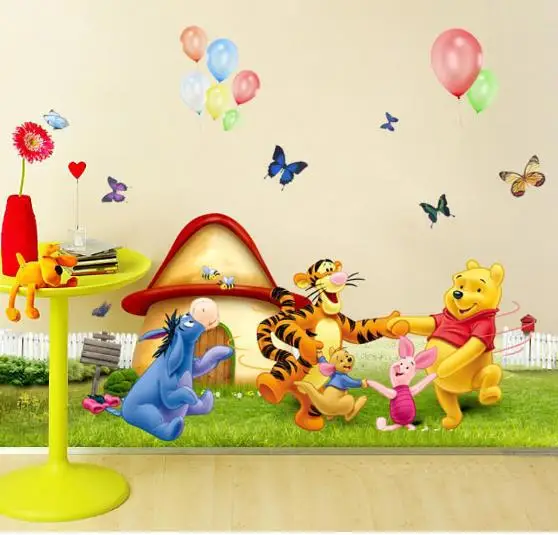 50*70 см съемные наклейки на стену Винни Пух и Тигра мультфильм модная декоративная