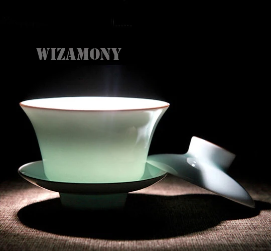 Самые низкие цены! 150 мл wizamony Celadon синий порошок Gaiwan Чай горшок высококачественные шлепанцы; горячая Распродажа Чай набор чаша поднос чашки