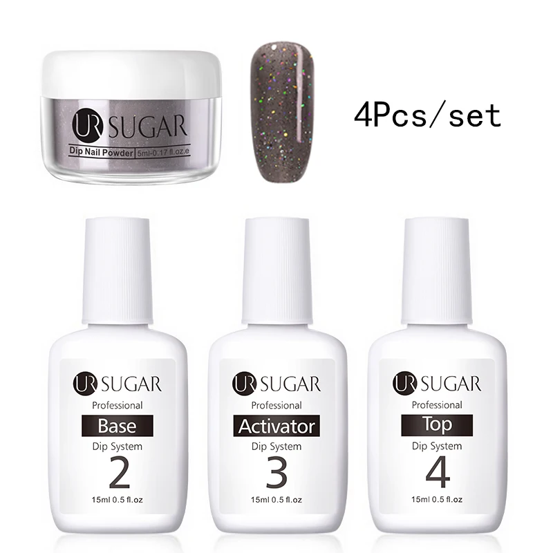 4Pcs Set 7 Ur Sugar 5 мл голографический блеск окунания ногтей порошок Набор градиентные ногти Dip украшения порошок натуральный сухой без лампы лечения Топ - Цвет: 4Pcs Set 7