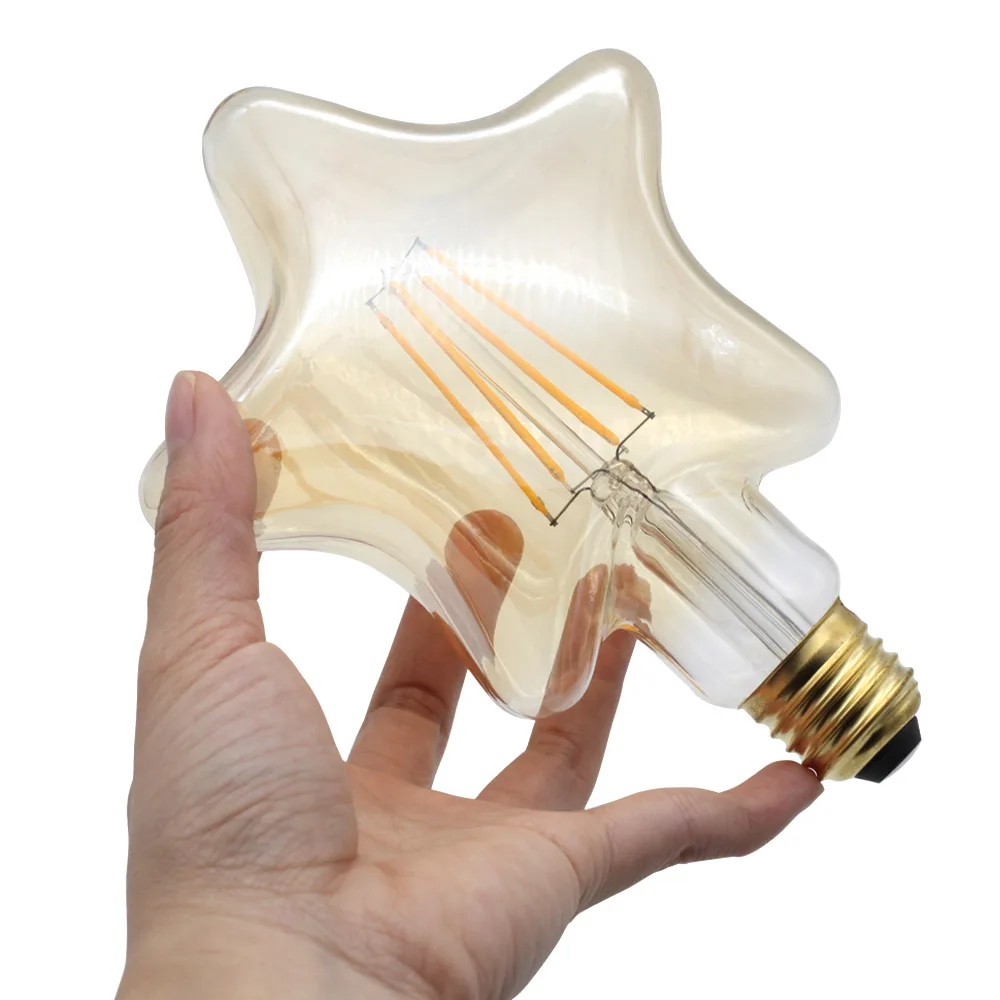Звезда Форма Edison светодиодная лампа с нитью Led светильник лампочка 220V E27 4 Вт Ретро