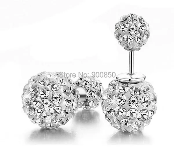 Женские серьги-гвоздики с двойным шариком Двухсторонние в виде шара модные