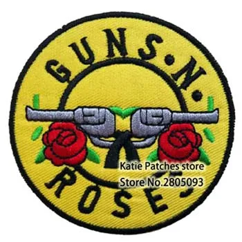 Значок с вышитым железом и розами Панк логотип музыка фарбик куртка патч Детские