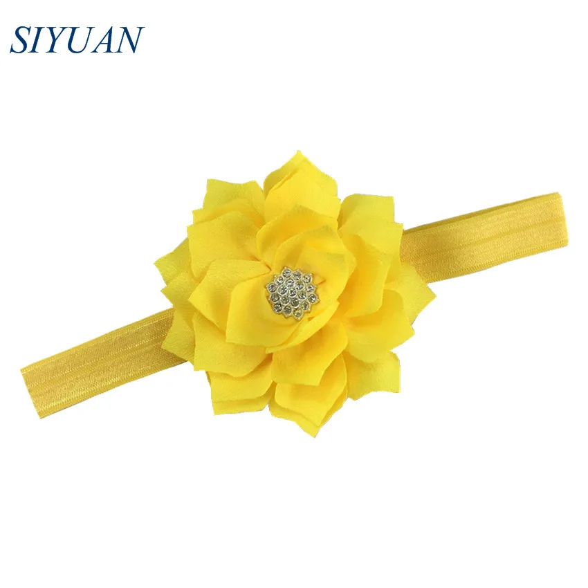 1 шт./лот эластичная лента повязка на голову с двухслойными цветами лотоса