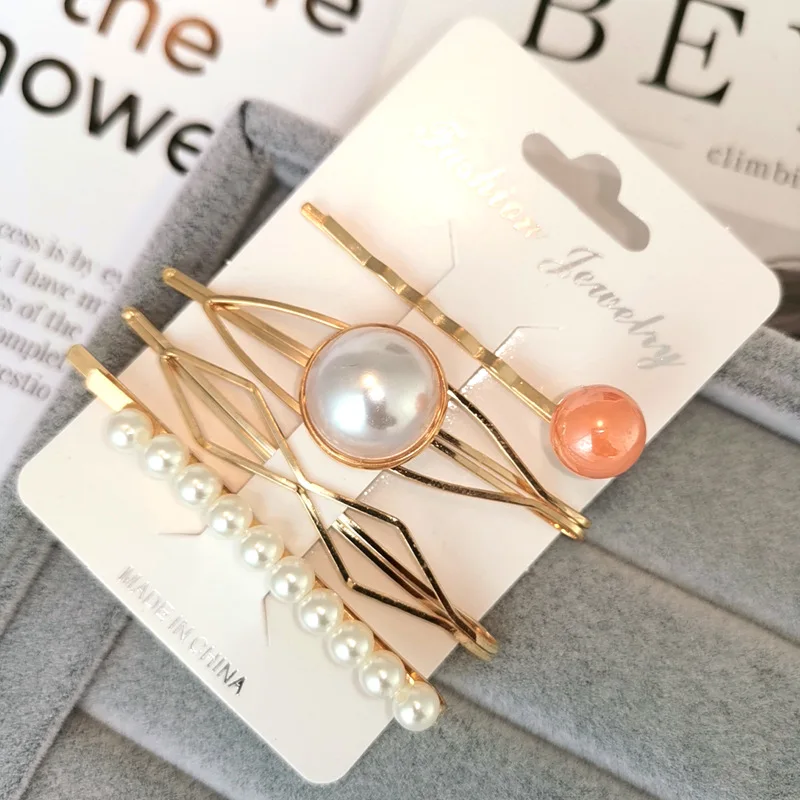 

4pcs/set Korea Fashion Metal Hairpins Imitiation Pearl Colorful Beads Hair Clips Hair Beauty Styling Tools Dropshipping
