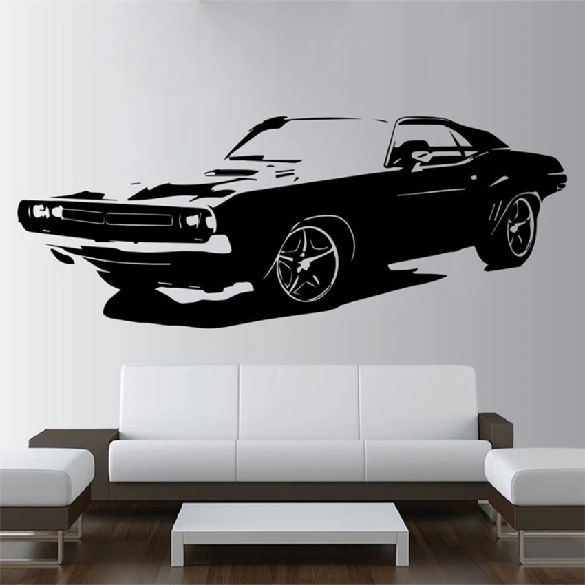 Rushed для стены Неймар Лидер продаж, с рисунками арт машина, Dodge Challenger Спальня стены Стикеры домашний декор, винил, переводная наклейка Гостиная M344