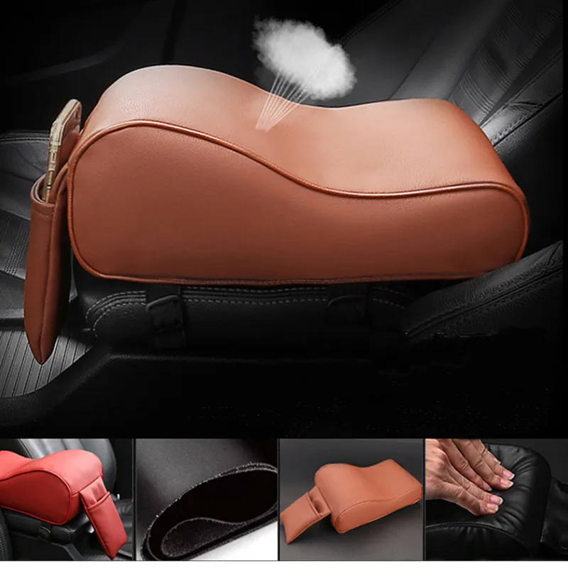 New Universal Leather Car Armrest Pad Vehicle Auto Armrests Covers Center Console Arm Rest Seat Box Pads Protective 4 color | Автомобили и