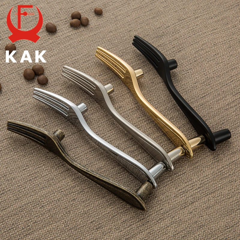 kak 5pcs fashion zinc alloy cabinet handles kitchen spoon fork knife cupboard handles drawer knobs novelty furniture handle 76mm free global shipping
