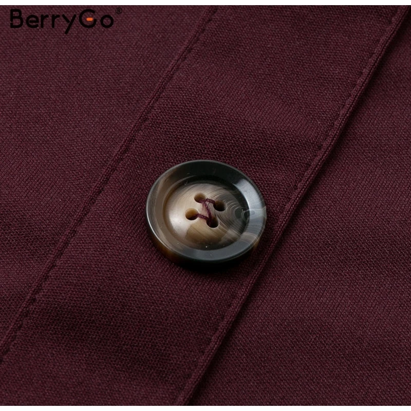 BerryGo повседневные женские платья с v-образным вырезом и коротким рукавом, винтажные платья с поясом и пуговицами размера плюс, женские одноцветные летние платья, новинка