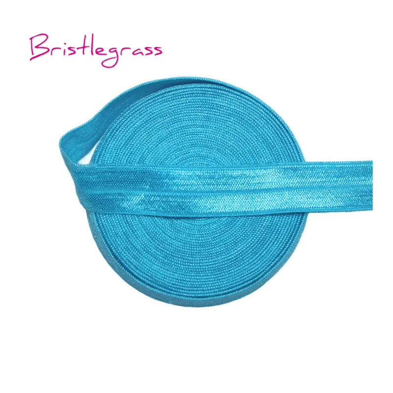 BRISTLEGRASS 100 ярд за рулоном 5/" 15 мм твердые блестящие складывающиеся эластичные враг спандекс атласная лента для волос повязка на голову кружево отделка Шитье - Цвет: Turquoise