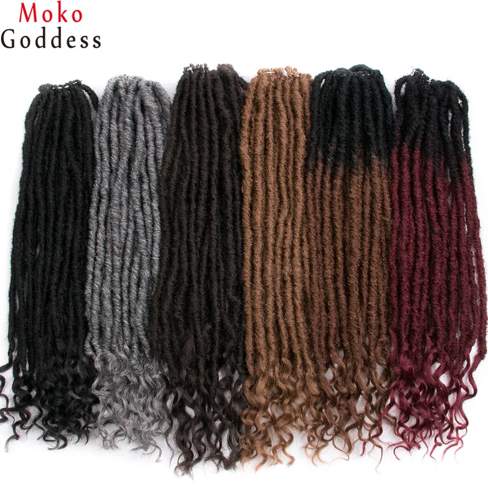 Mokogoddess вязание крючком волосы для наращивания Faux locs вьющиеся плетеные пряди