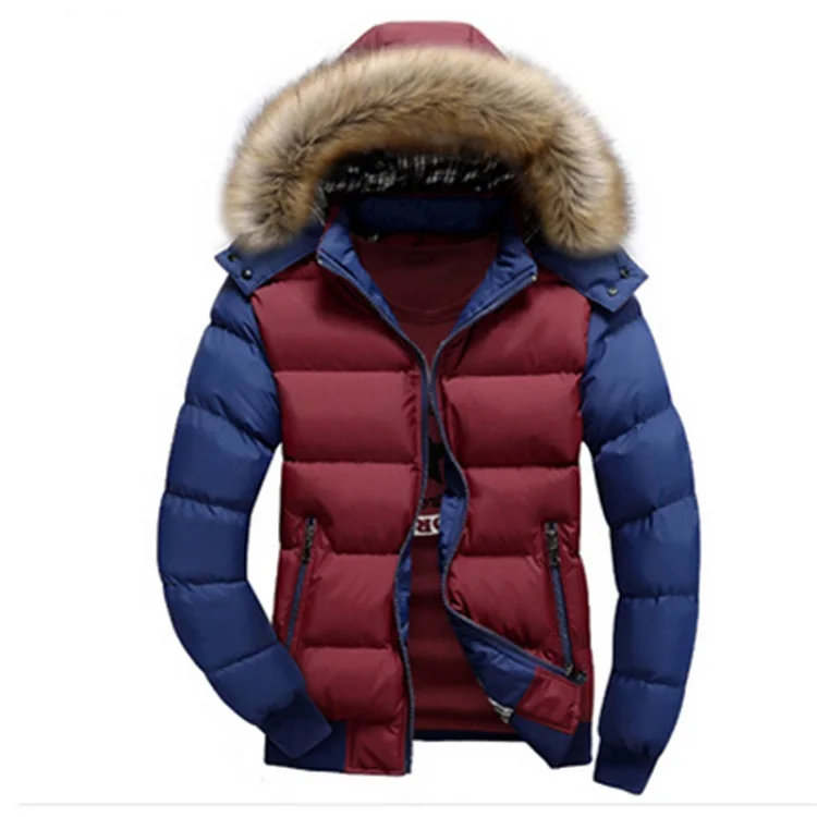 Red Blue Зимние мужские куртки из горной кожи 7XL, толстая парка с капюшоном и меховым воротником, мужские пальто, повседневные мужские куртки с подкладкой, мужская одежда SA075 - Цвет: Red Blue