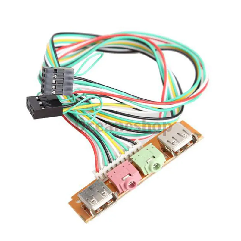 Чехол для ПК с передней панелью аудиоразъемом USB микрофоном и кабелем наушников 3