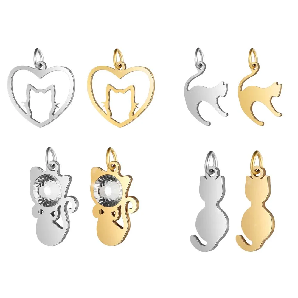 

Animals Stainless Steel Full Polished Cats Charm Pendants for DIY Bracelet Necklace Jewelry Making Accessories Wholesales