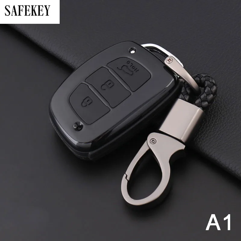 Чехол для ключей из углеродного волокна для hyundai IX45 Santa Fe(DM) 2013 3 кнопки