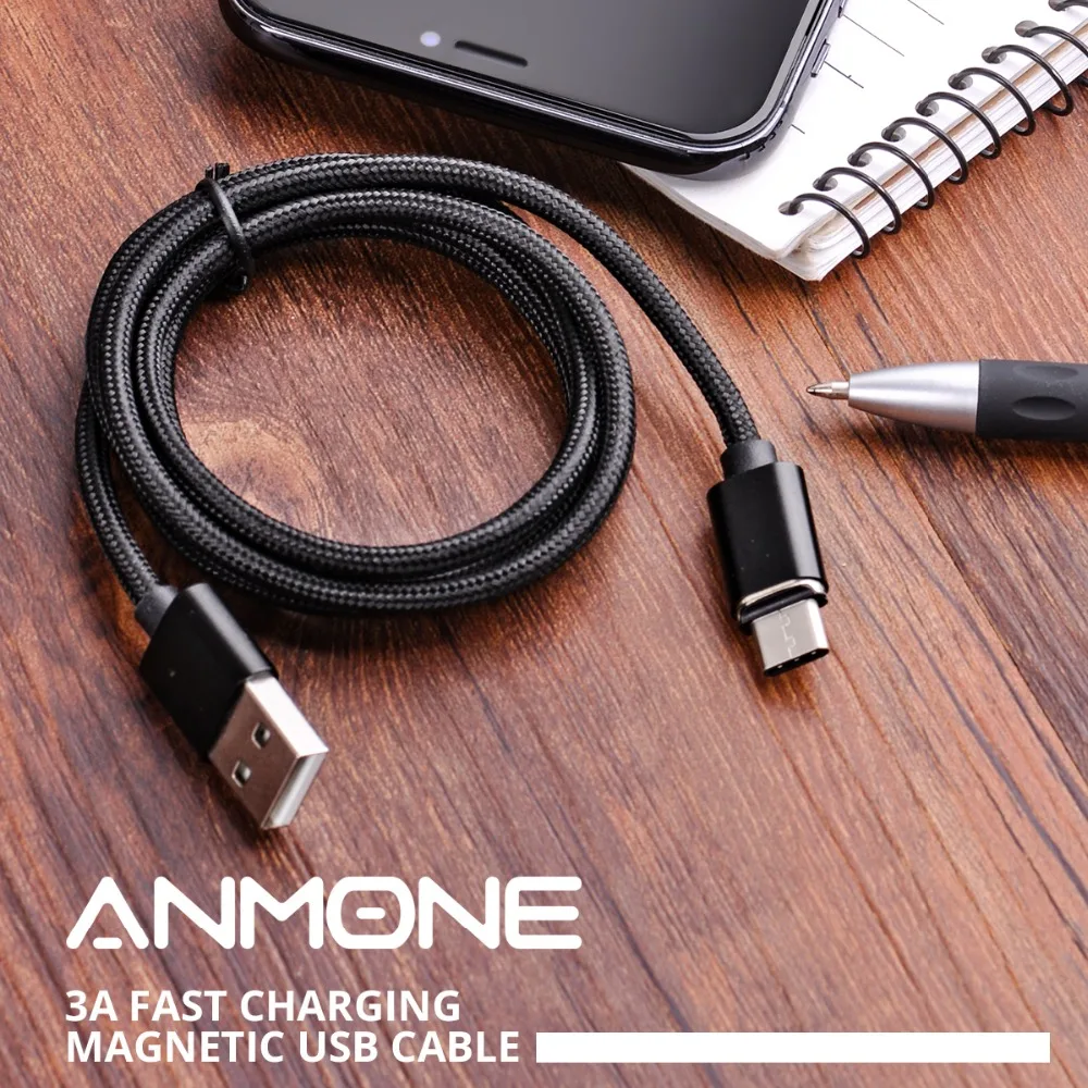 Магнитный кабель ANMONE Type C USB для быстрой зарядки 1 м 2 Android шнур передачи данных