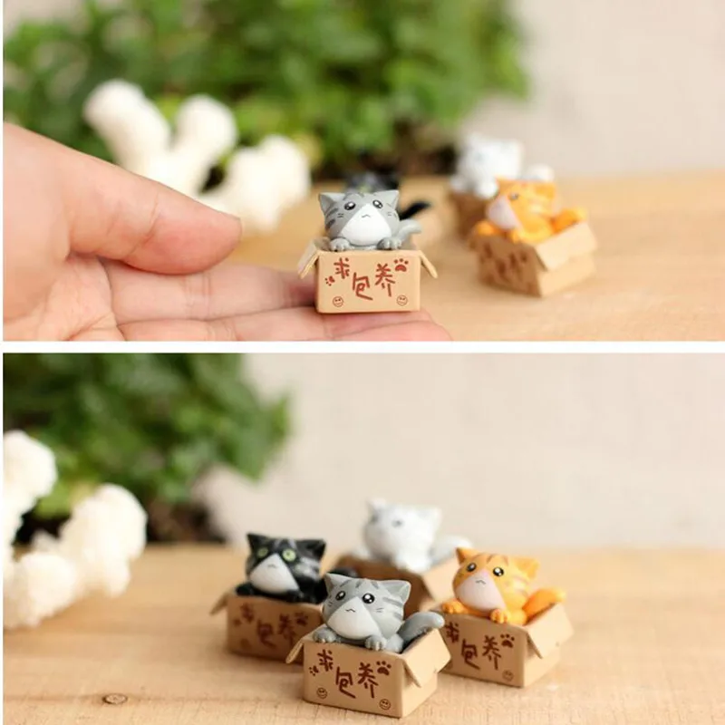 Сделай сам садовый Кот внутри коробки миниатюрная Статуэтка скульптура статуя