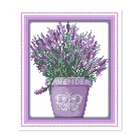 Лавандовая горшочка, маленькая вышивка крестиком, 11CT 14CT ручная работа DIY Швейные фиолетовые Лавандовые декоративные подвесные картины