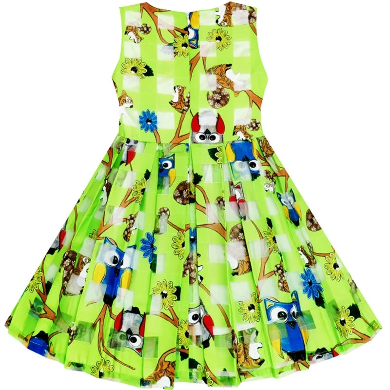 Sunny Fashion платья для девочек платье Девочки иллюзия Проверено органза Платье Сова