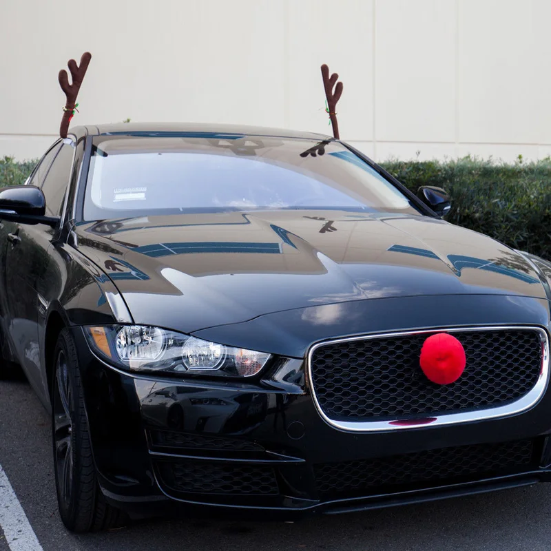 Горячие оленьи рога Jingle колокольчики костюм Рудольф автомобиль Рождественский