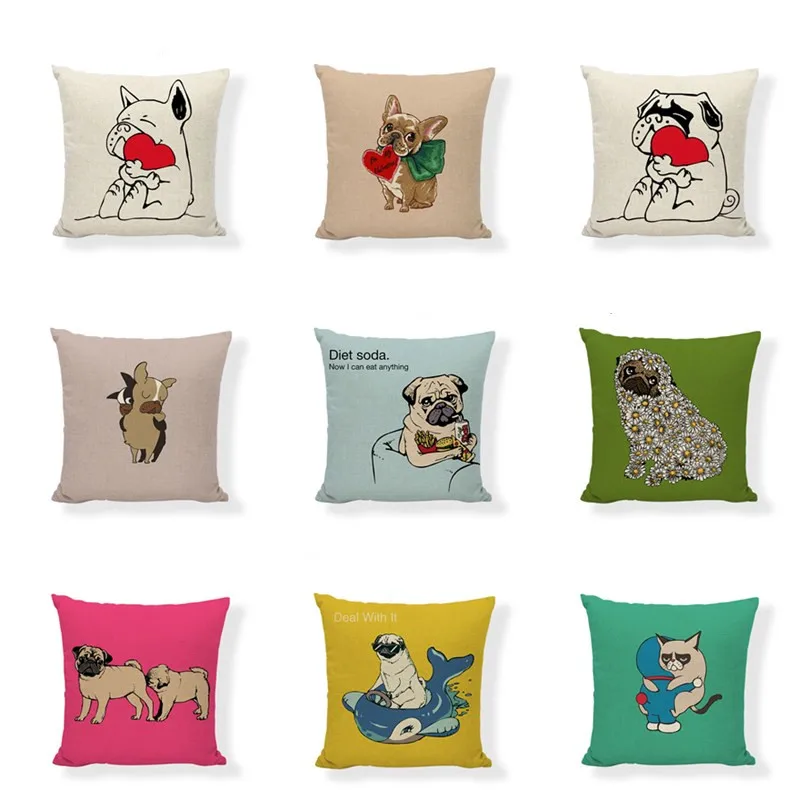 Дизайнерские дать мне Hug Наволочка на подушку щенки мопса французский Подушка с