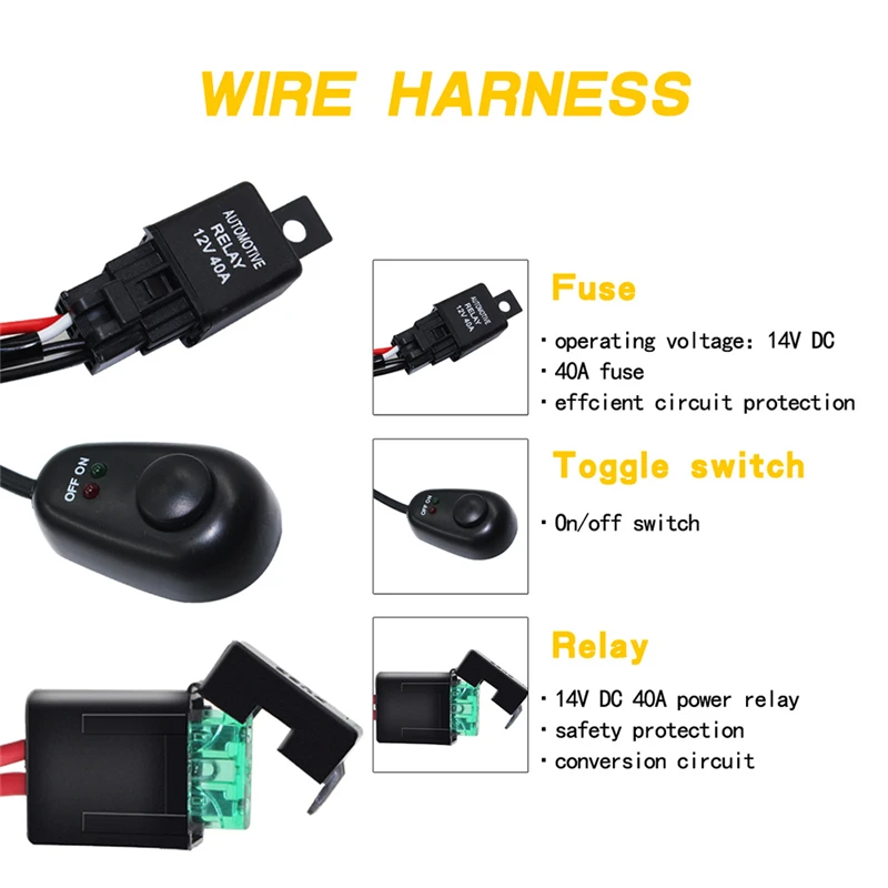 14AWG 180 Вт Автомобильный светодиодный свет бар проводка выключатель проводки комплект реле для подключения 2 светодиодный свет вождения 4WD двойные водонепроницаемые переключатели