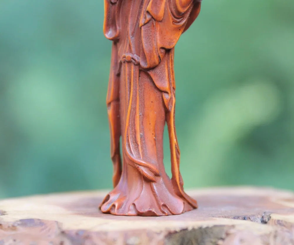 9 см Китай Boxwood lady Young Women Lady Fair Maiden slave Скульптура девушки|Статуи и скульптуры| |