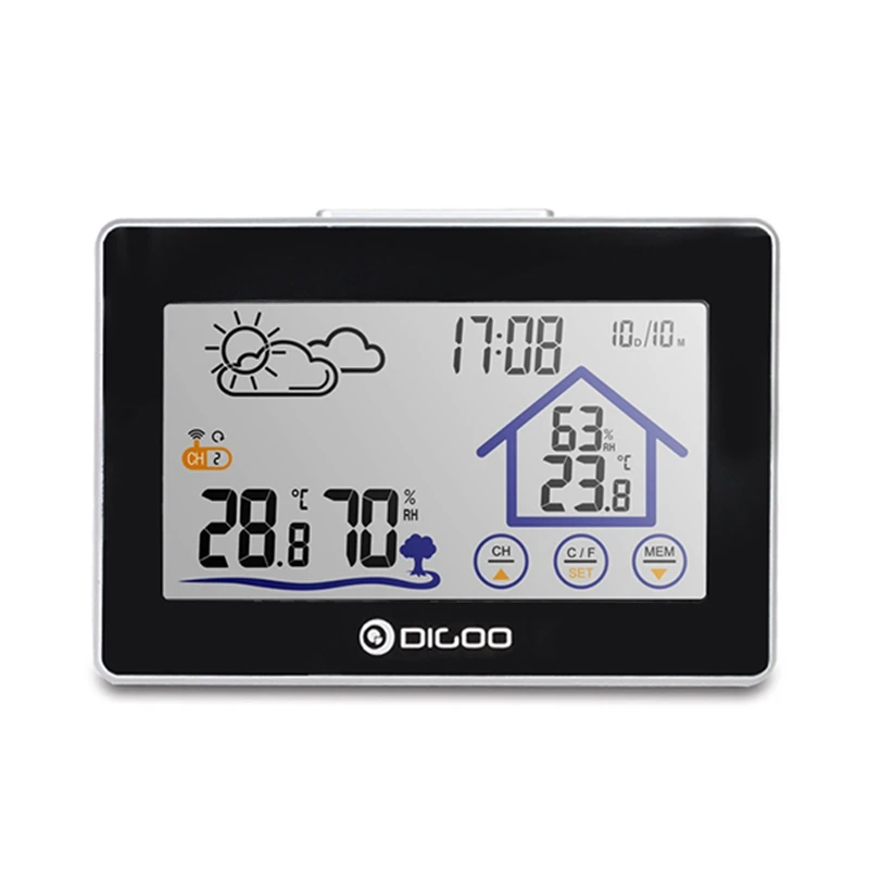 Digoo DG-TH8380 беспроводной сенсорный экран метеостанции термометр Открытый прогноз