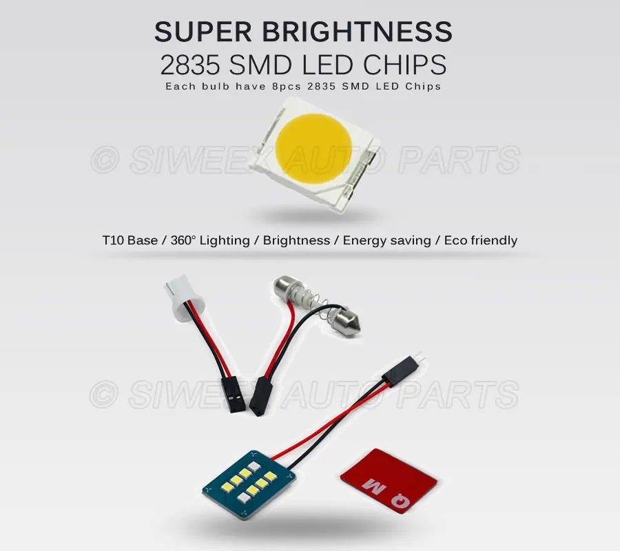 1 шт. белого и синего цвета T10 2835 8 SMD Шина CAN автомобиль светодиод Панель автомобиля лампы авто лампа для чтения в помещении лампочки купол с фестонами AC/DC 12 v