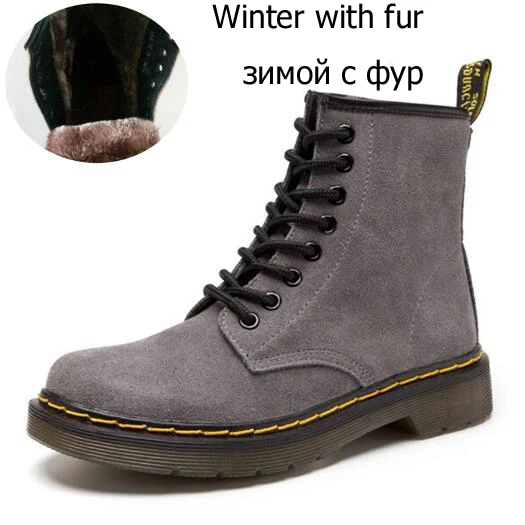 gray Plush lining Мужские ботинки ботильоны из коровьей замши Зимняя обувь мужская противоскользящая прокалывающая защитная обувь Большие размеры 35-46, унисекс - Цвет: gray Plush lining