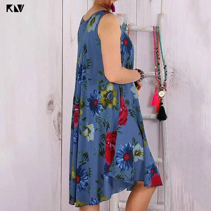 Женское пляжное платье без рукавов KLV свободное платье-жилет размера плюс с