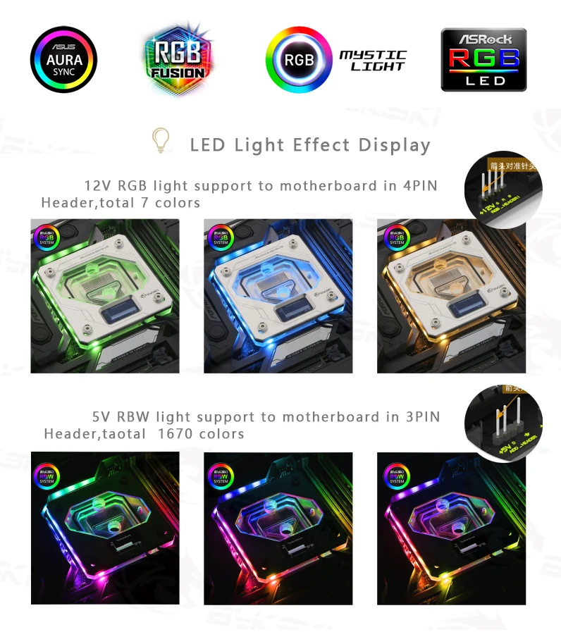 Bykski cpu водный блок для INTEL LGA1150 1151 1155 1156 2011 2066X99 I7 RGB светильник с поддержкой 5 в 3PIN GND коннектор к материнской плате