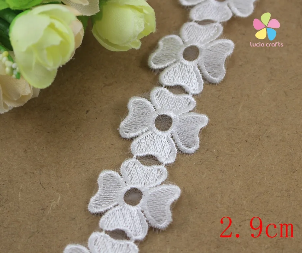 Lucia crafts, 1 ярд/партия, много вариантов, Белая Кружевная повязка на голову с вышивкой, бант для волос, подарочная упаковка, аксессуары ручной работы R0707