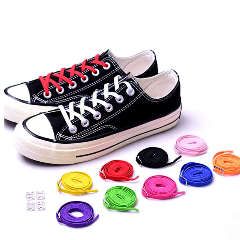 

1pair 105CM No Tie Lazy ShoeLaces Elastic Rubber Shoelace With Buckle