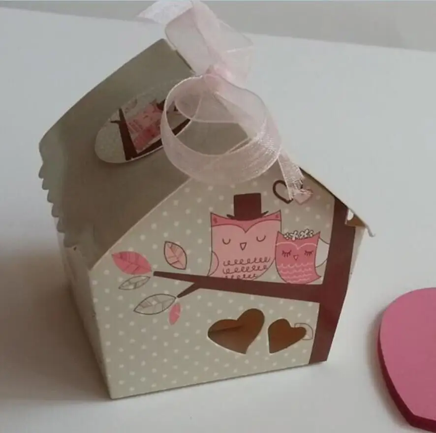 

100pcs Laser Cut Hollow Heart Brid House Candy Box Chocolates Boxes For Wedding Party Baby Shower Favor Gift