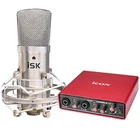 Студийная запись, микрофон со значком, U-Звуковая карта для интернет-караоке, персональной записи